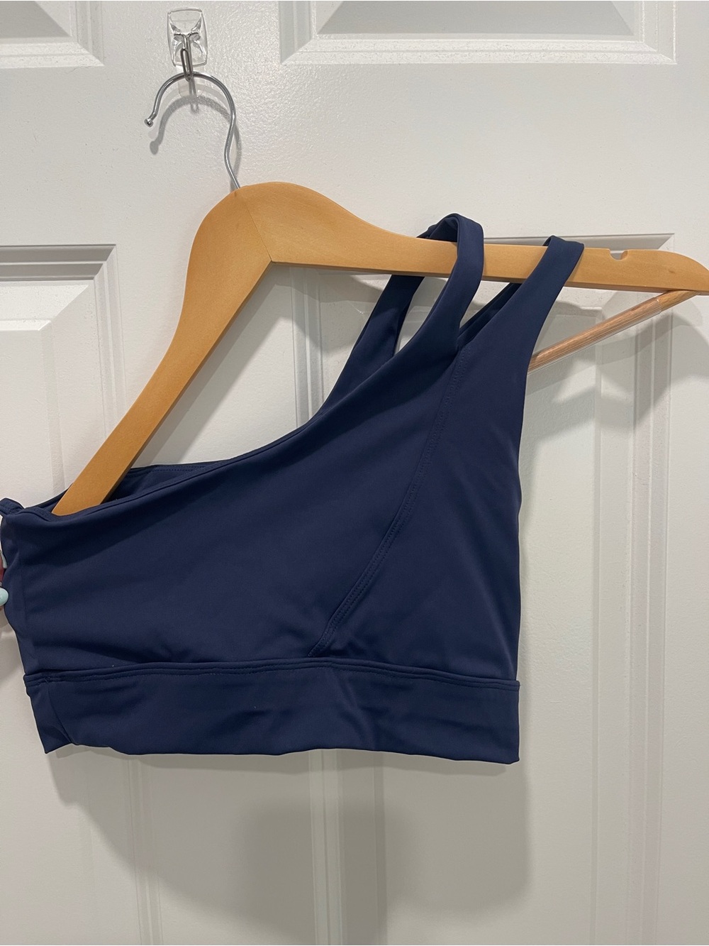 Asymmetric Double-Strap Navy Sports Bra